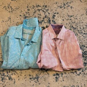 Two Men's 2XL Robert Graham Button-up Classic Fit  Dress Shirts Aberration
